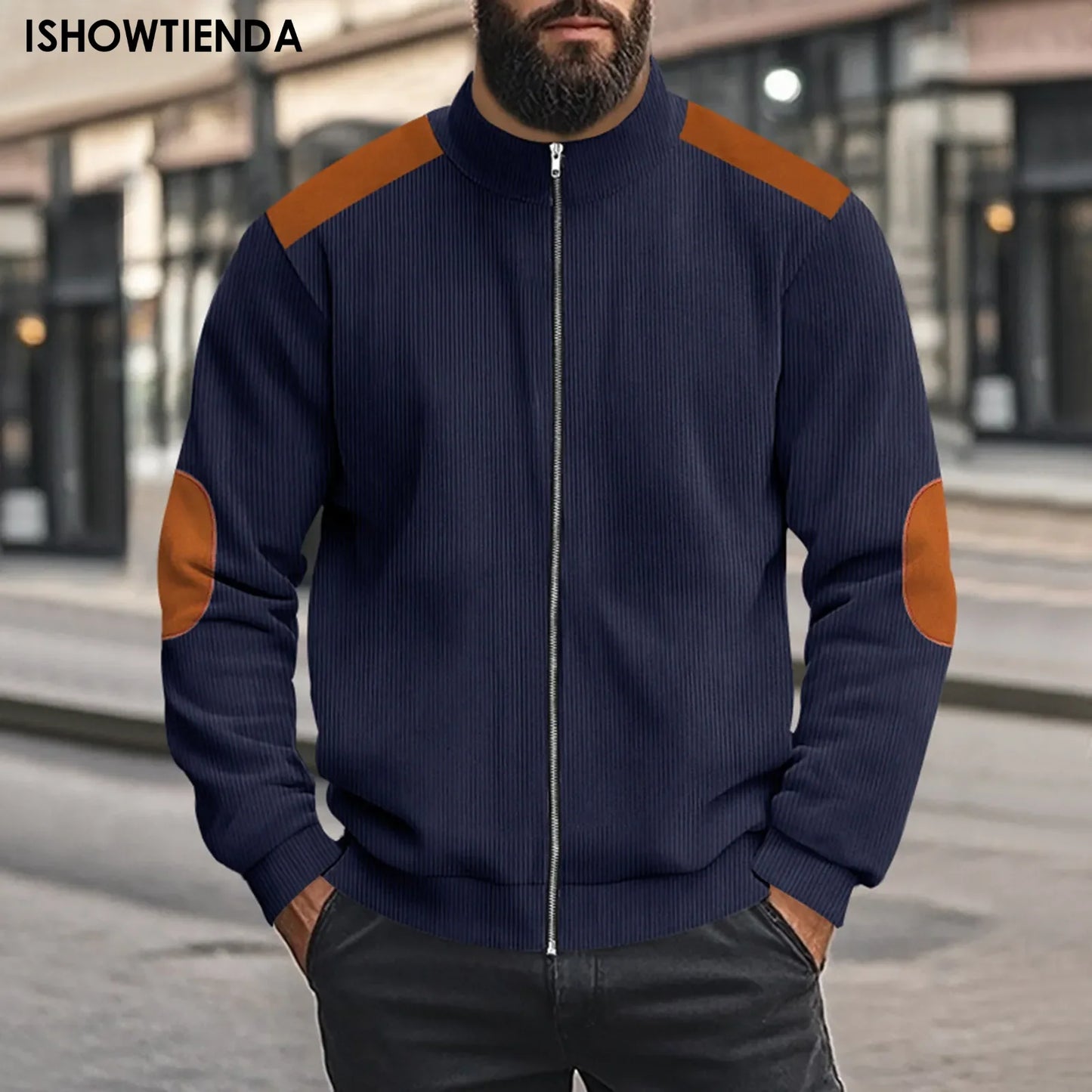 Men Zipper Jackets Standing Collar Sweatshirt Outdoor Streetwear Casual Coat Long Sleeve Coats Men's Clothing Cardigan Coat