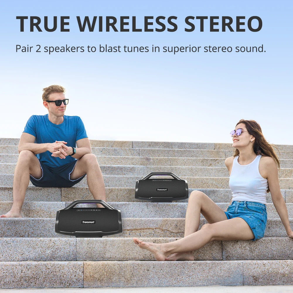 Tronsmart Bang Max Bluetooth Speaker with Three Way Sound System 130W Sync Up 100 Plus Speakers APP Control Guitar Mic Input
