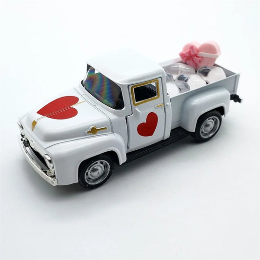 Vintage Pickup Truck Model with Heart-Shaped Doors - Perfect Mother s Day or Valentine s Day Gift and Decor Piece