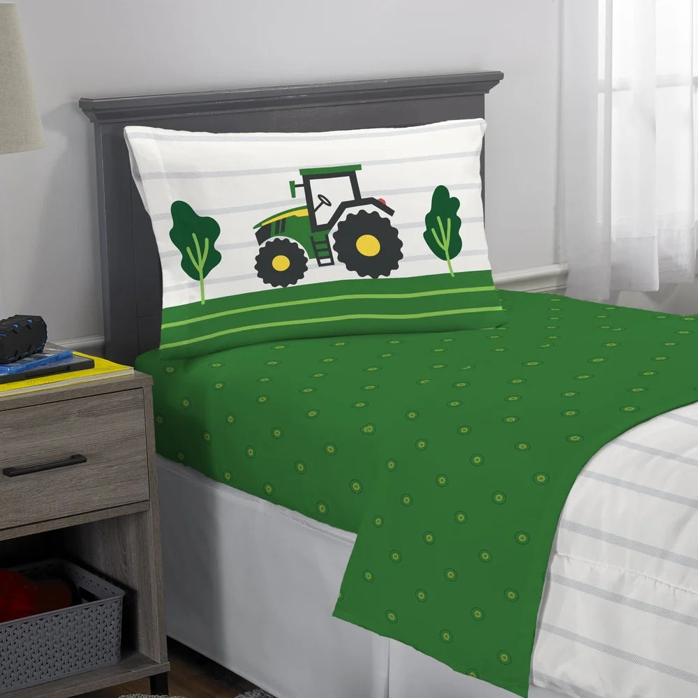 Kids Twin Bed Comforter Set Microfiber Bedding Sheets Reversible Fun Colorful Character Design Easy Care Soft Cozy 4 Piece