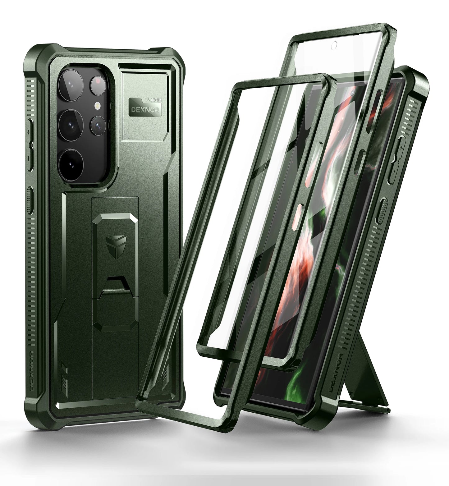 Dexnor for Samsung Galaxy S23 Ultra Case Full Body Heavy Duty Military Grade Protection with Built-in Screen Protector and Kickstand
