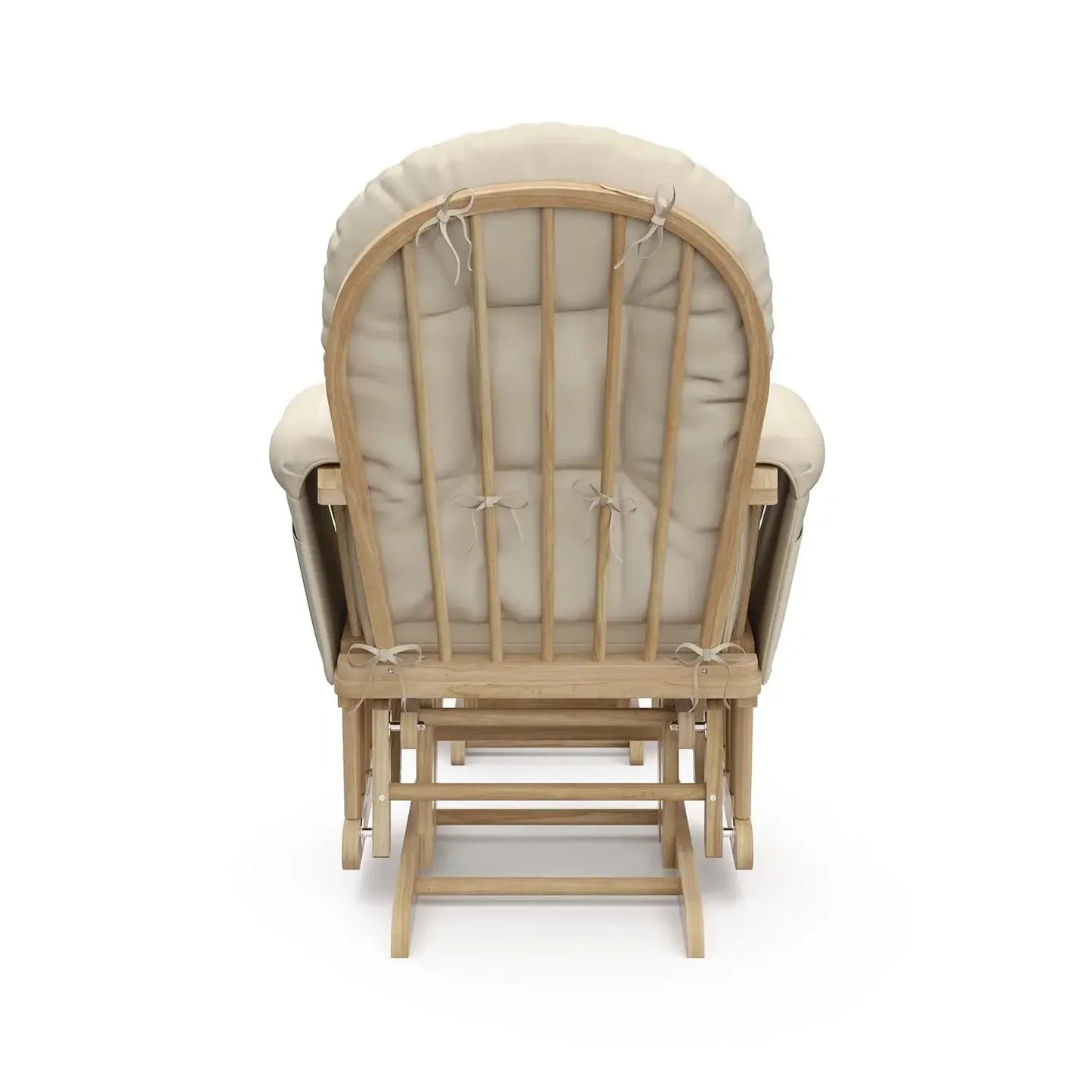 Premium Hoop Glider and Ottoman Natural Beige Padded Cushions with Storage Pocket Smooth Rocking Motion Easy to Assemble