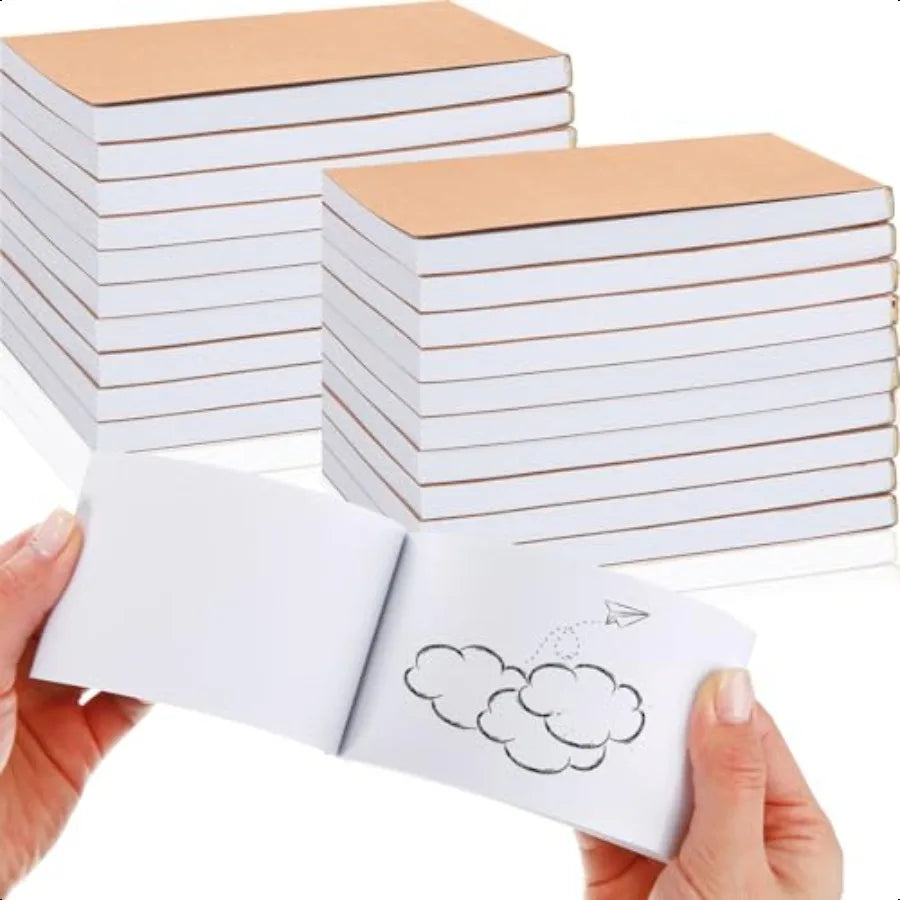 50 Pcs Blank Flip Books Bulk 4.5 x 2.5 Inch Flip Book Paper Animation Flipbook Mini Sketch Pad Kit for Students Drawing Sketchi