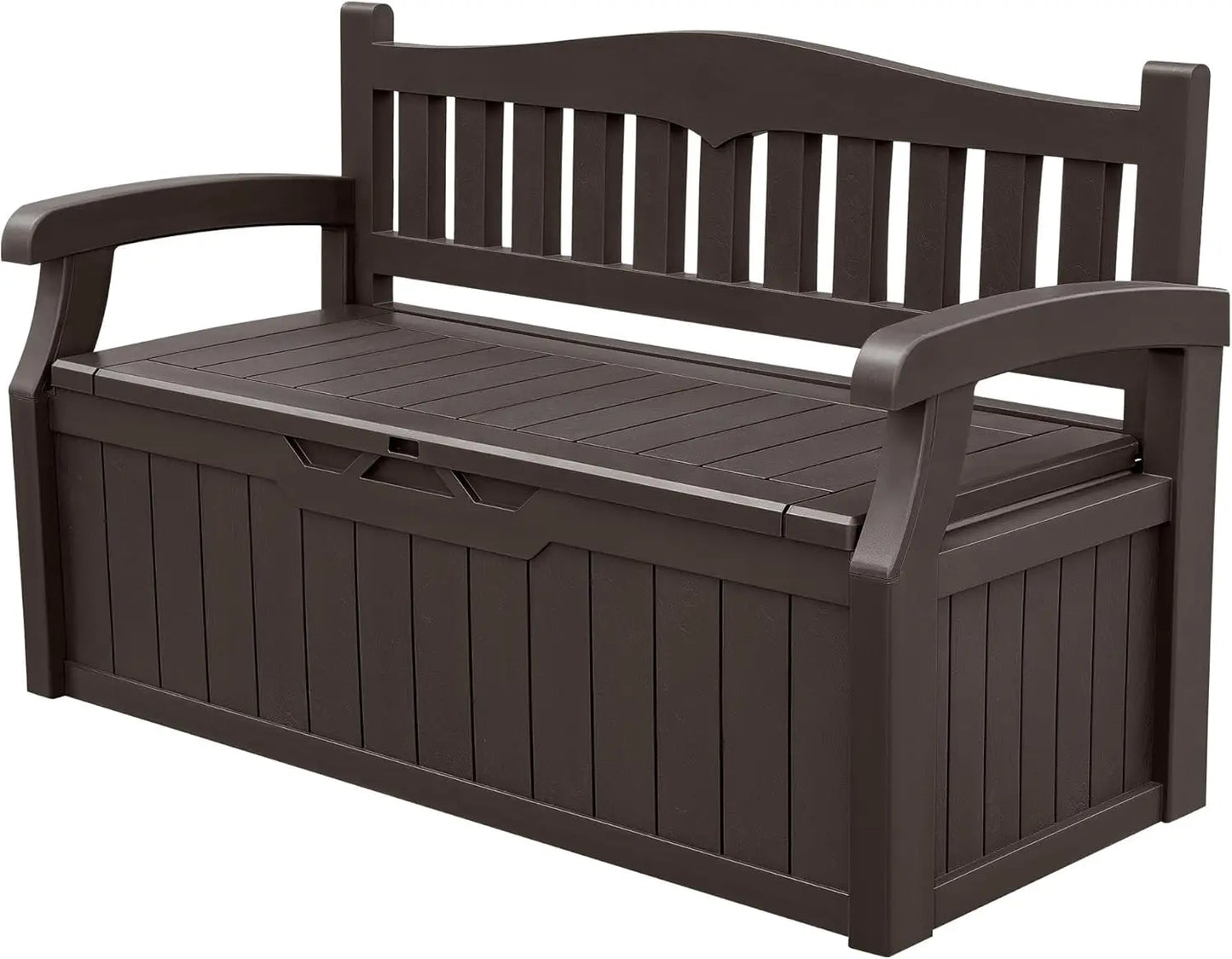80 Gallon Storage Bench Deck Box Lockable for Patio Furniture, Garden Decor and Outdoor Seating for Cushions(Dark Brown)