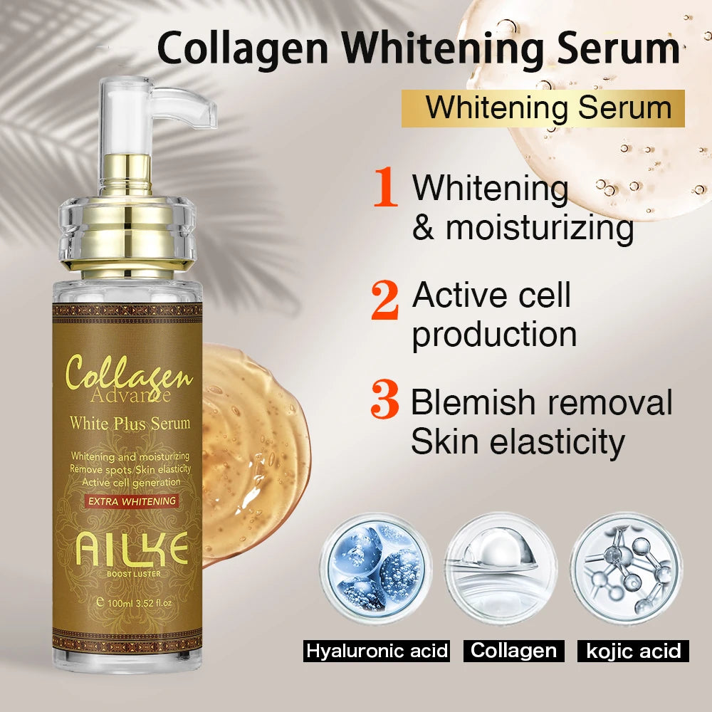 Ailke Hydrating and Brightening Serum for Dark Spots Fine Lines and Wrinkles with Collagen and Glutathione