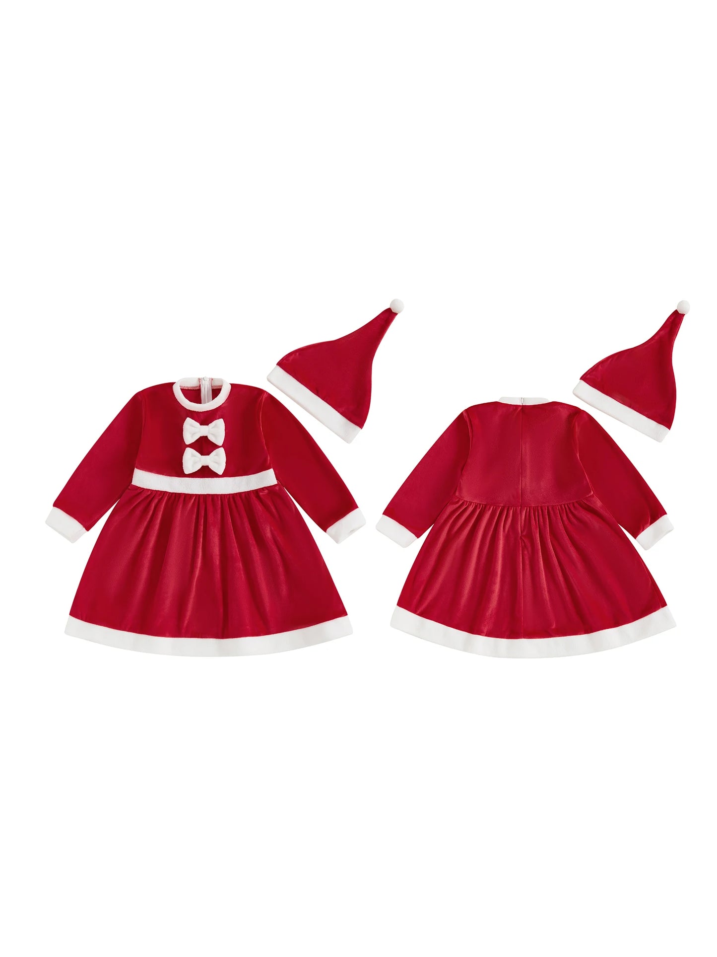 Adorable Baby Girls Winter Dress Stylish Plaid Print Long Sleeve Dress with Matching Beret Hat for the Holidays