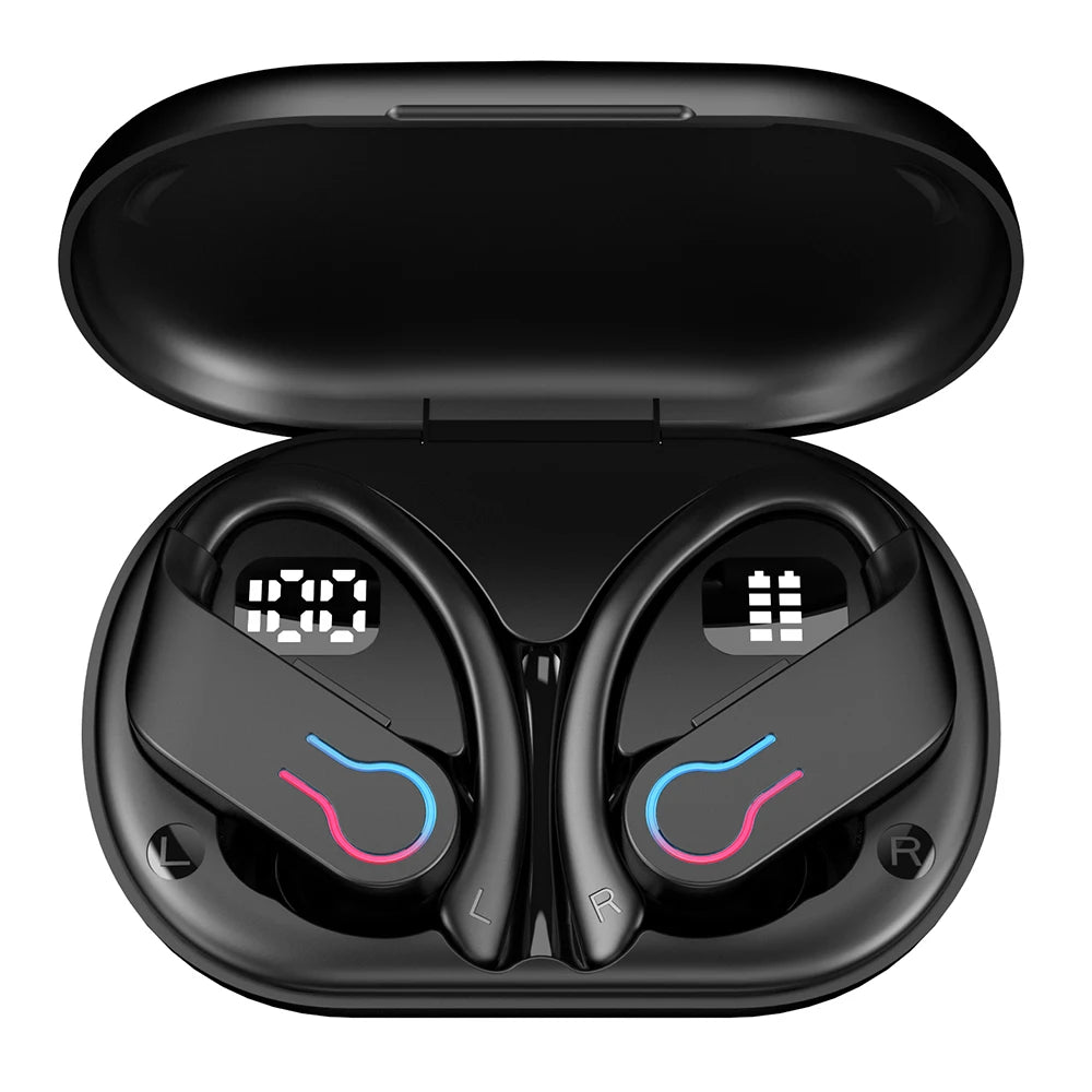 Mpow Q63 Bluetooth 5.3 Wireless Earbuds with Mic IPX7 Waterproof 200 Hours Earphones with Hooks for Sports Running Workout Gym