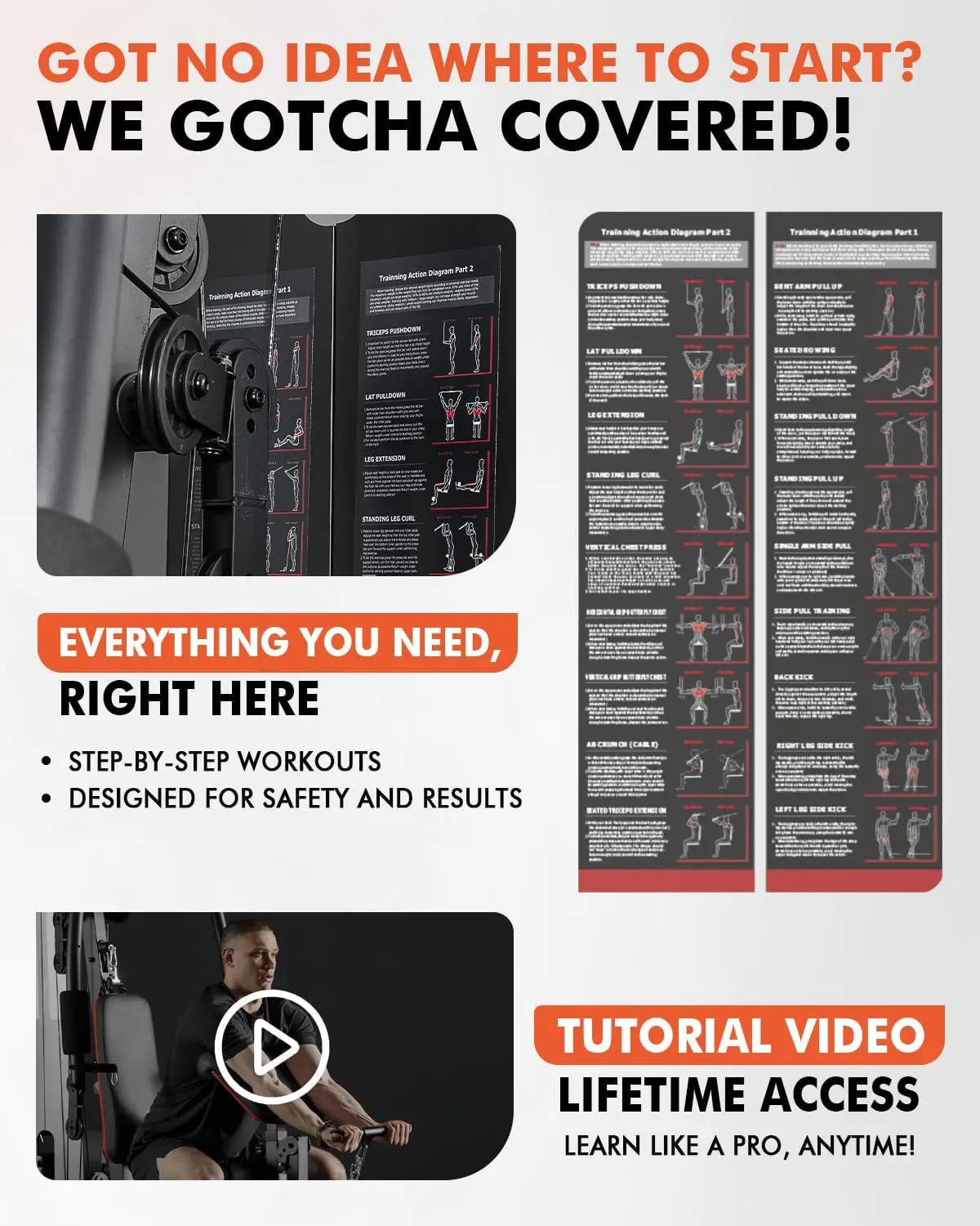 Home Gym Workout Station with 150 Pounds Weight Stack Multifunctional Exercise Equipment for Full Body Strength Training