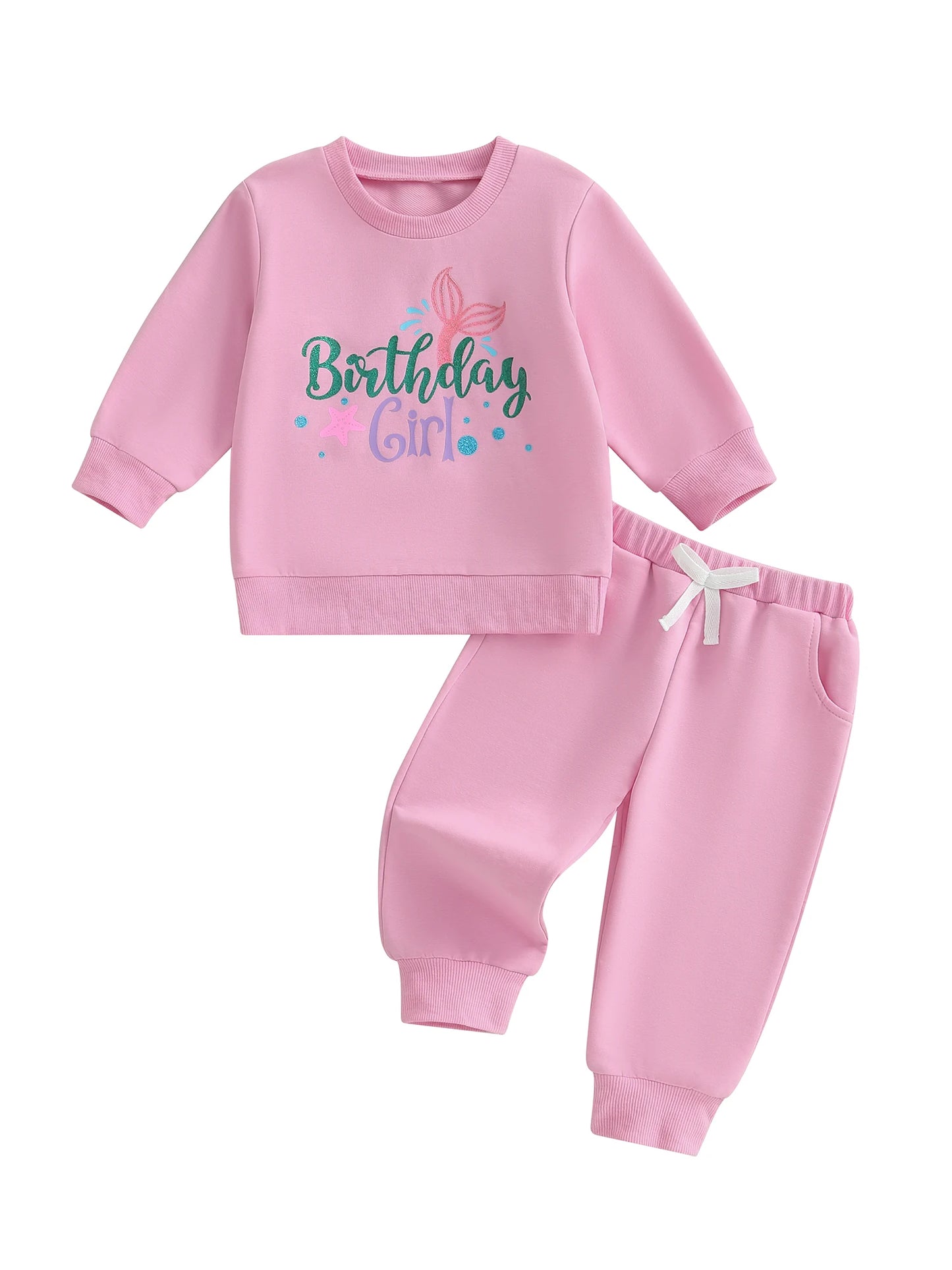 Stylish Toddler Girls 2Pcs Outfit Adorable Long Sleeve Top with Letter Pattern and Matching Solid Color Pants Perfect for
