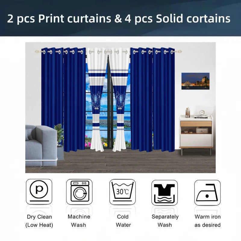 Royberry 9 Piece Thick Bedspread Set Blue and White Flower Warmth Includes Bedspread Pillowcases and Curtain Set Ideal for Bedroom Guest Room and Holiday Gift