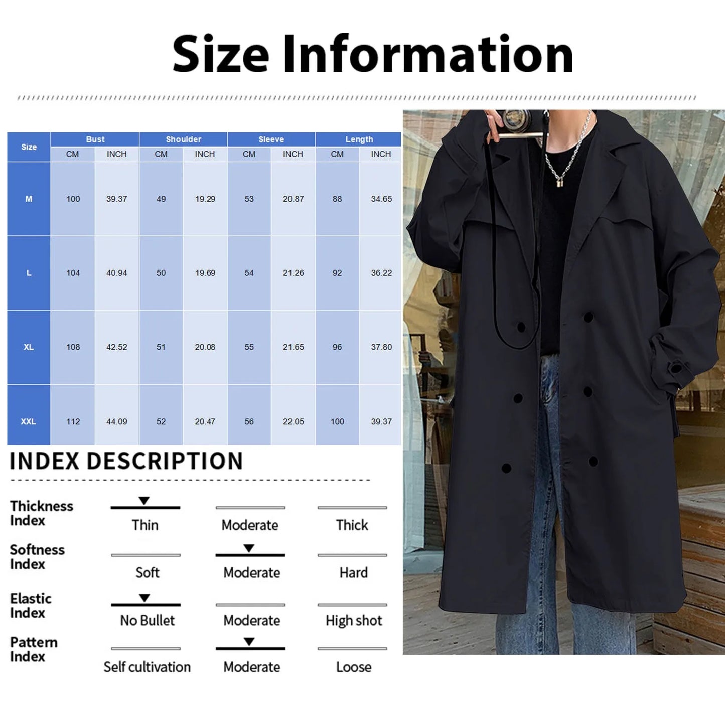 Long Man Trench Coat Autumn High End Business British Party Windbreaker Jacket Trend Versatile Suit Collar Male Top Streetwear