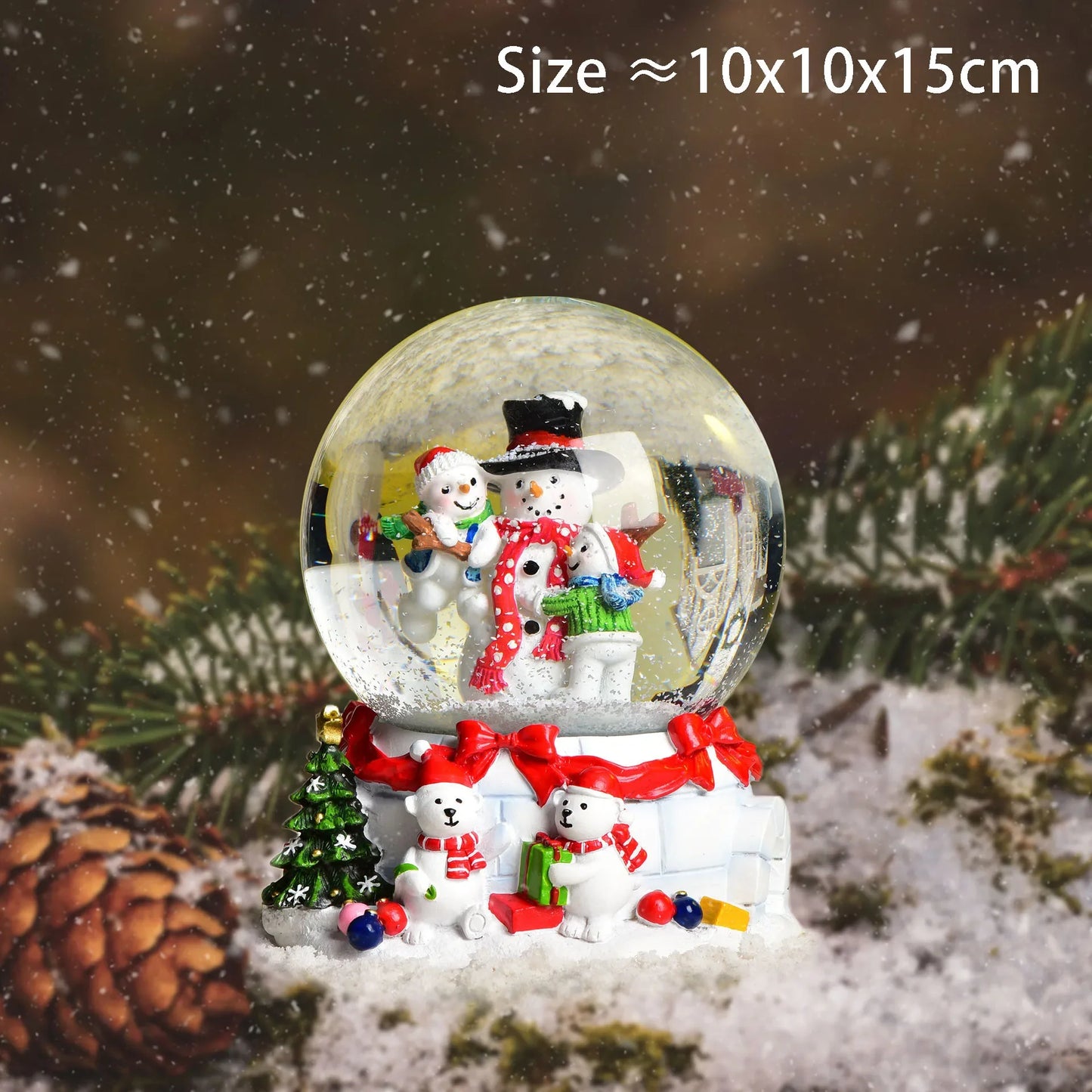 New Resin Christmas Crystal Ball Snowfall Music Box Santa Claus Snowman Interior Desktop Ornament Festive Atmosphere Decoration