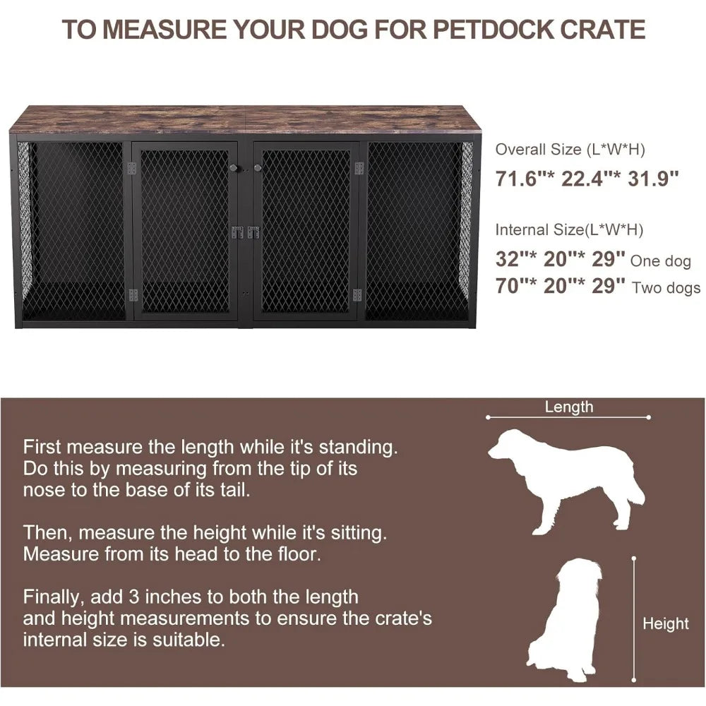 Dog Kennel Furniture For Two Dogs Indoor Double Dog Cage With Divider And Double Door