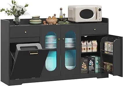 47 Inch Kitchen Pantry Cabinet Modern Storage Cabinet with Adjustable Shelves and Buffet Design