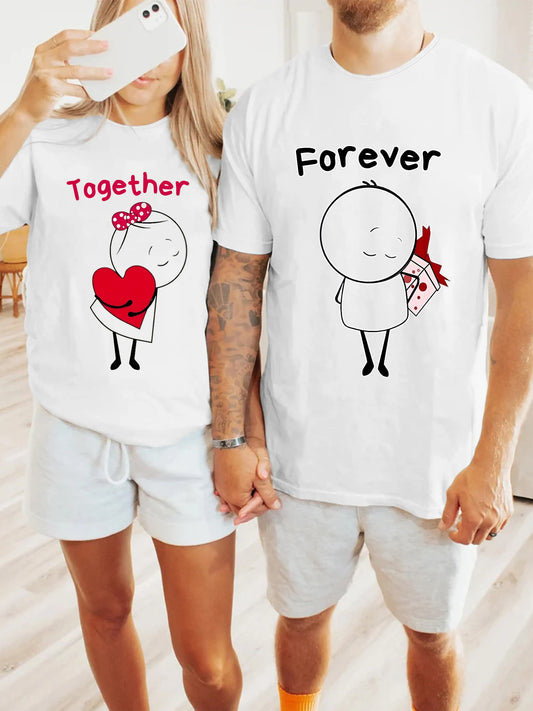 Together Forever Print Couples Matching Shirts Anniversary Gift Valentines Day T Shirt His and Hers Shirt Husband and Wife