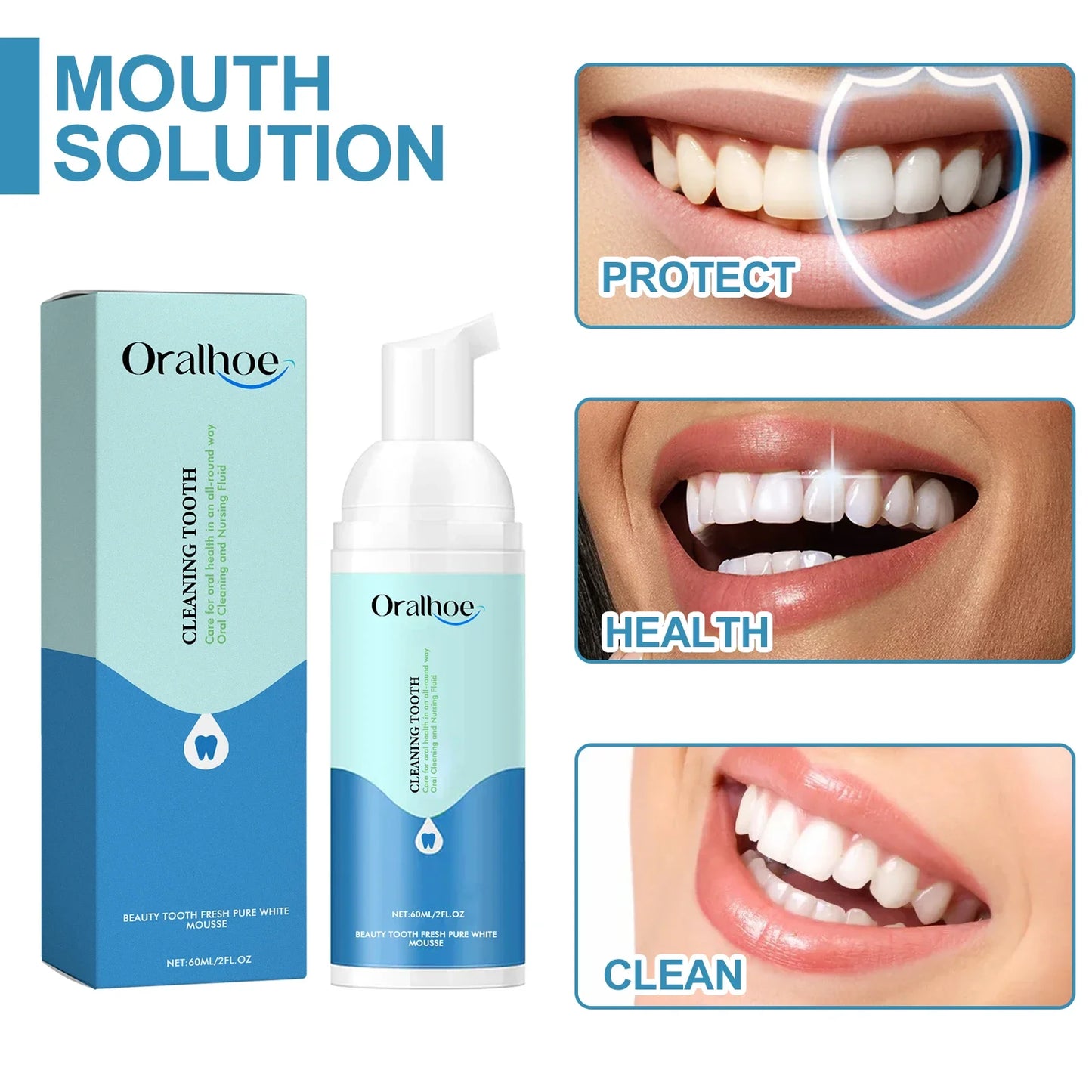 5 Pieces Tooth Brightening Mousse Toothpaste Fresh Breath Yellow Spot Removal Deep Cleaning Oral Hygiene Foam
