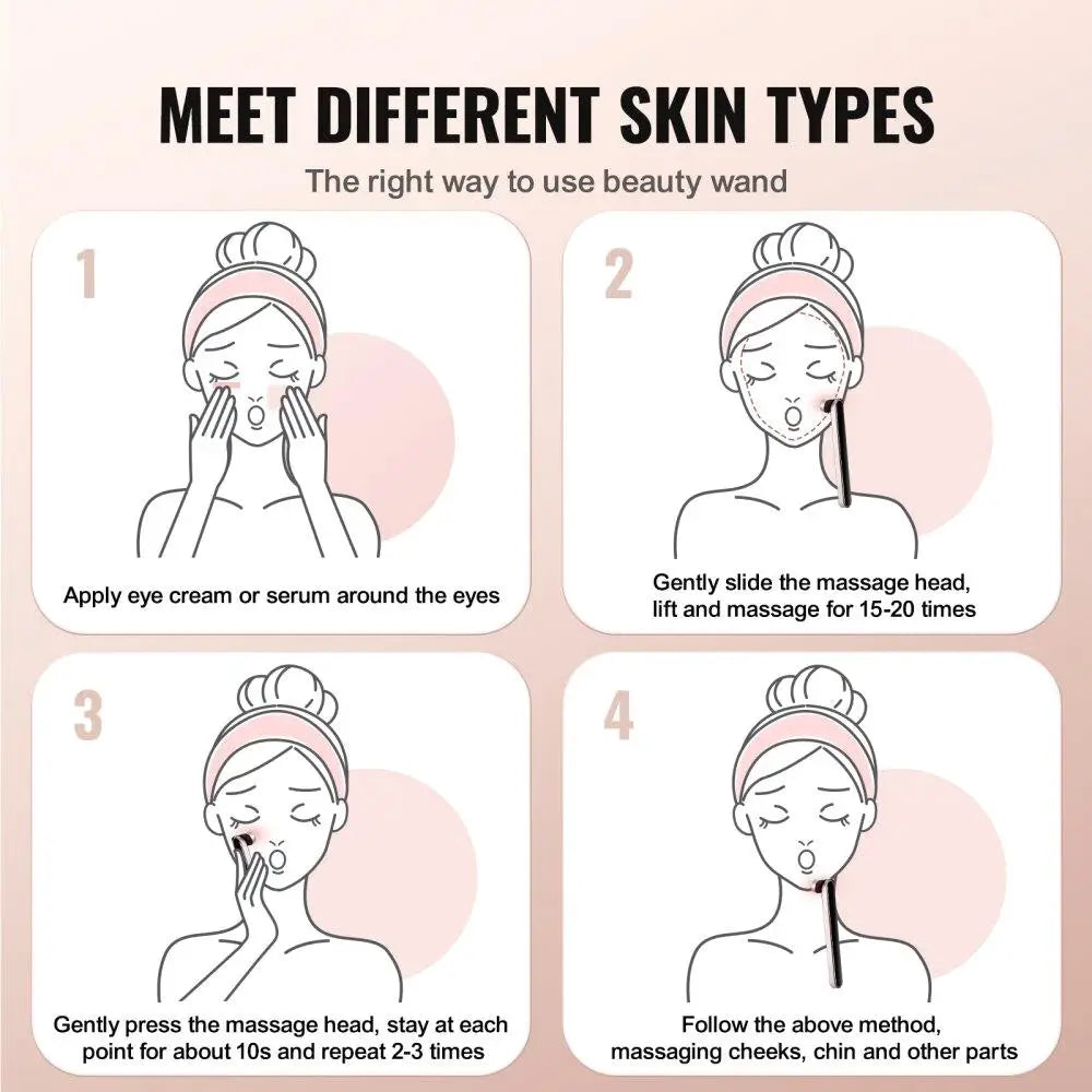 Red Light Therapy Wand 7 Color Facial Heating Therapy Microcurrent Massage Portable Beauty Device