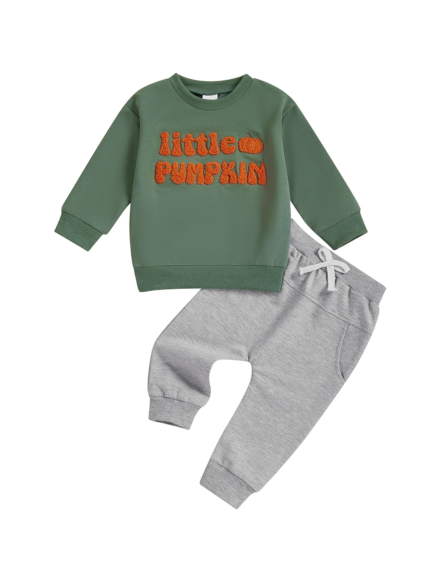 Infant Boy Autumn Apparel Cozy Hooded Sweater and Matching Pants Set with Embroidered Details for Playtime