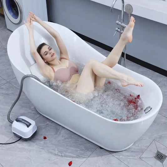 Portable Spa Bubble Bath Mat, Full Body Bubbling Bath Non-slip Mat with Remote & Pillow, Air Pump & Adjustable Bubble Settings