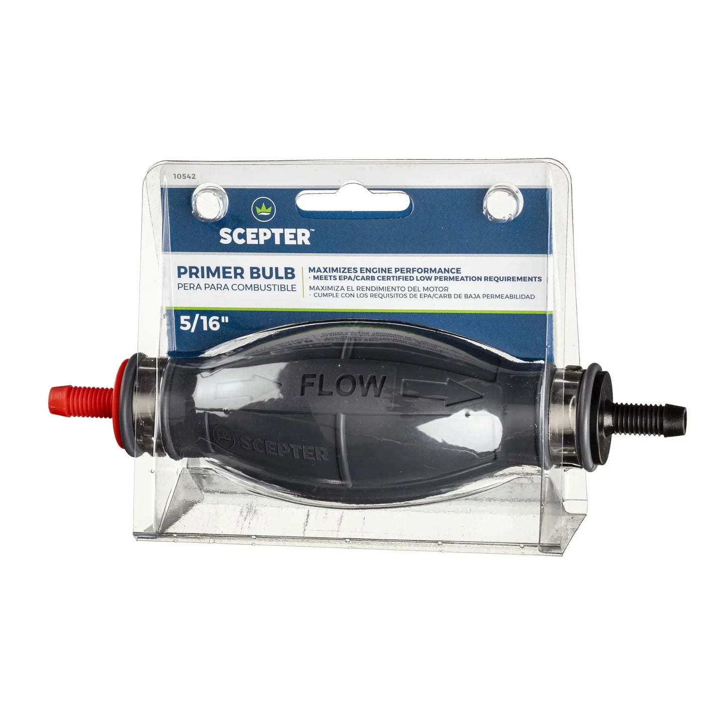 Scepter Marine Fuel Tank Primer Bulb, 5/16" Hose Barbs, EPA/CARB,10542, Boat Accessories 4.5"H x 7.13"L x 1.88:W