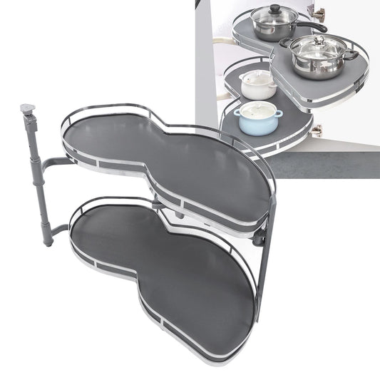 Blind Corner Cabinet Tray Pull Out Swing Tray Oil Resistant Corrosion Prevention 2 Tier Strong Load Bearing For Home