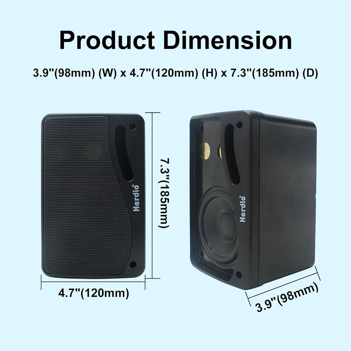 Herdio 3.5 Inch Passive Outdoor Speakers Wired Waterproof 200 Watt 3 Way Premium Mountable Wall Mount Speakers for Patio Marine Boat