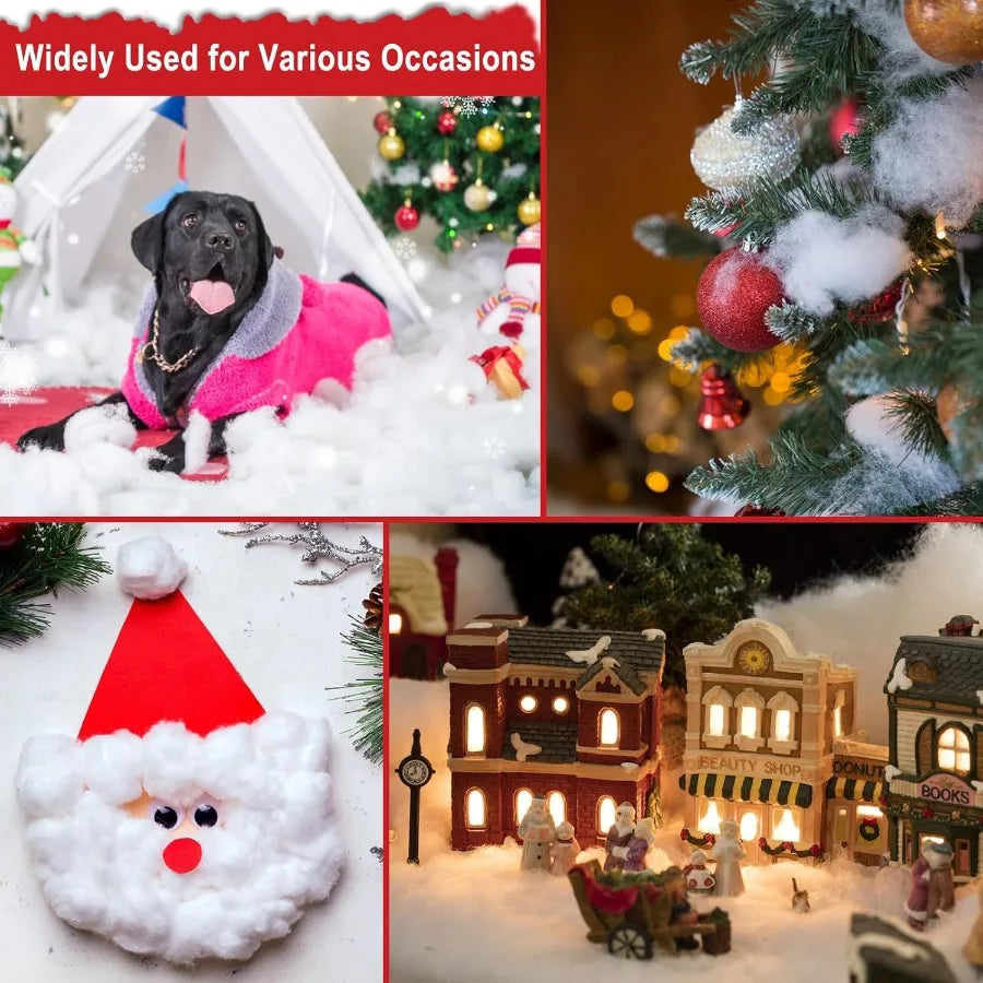 Apragaz Christmas Fake Snow Decoration 1.1 LB Artificial Snow Fluffy Fake Snow Bulk Flame Resistant Indoor Snow for Winter Vill