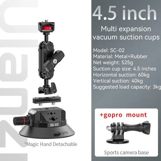 Ulanzi Car Suction Cup Mount Holder Kit for Phone Action Camera GoPro Hero Insta360 DJI Magic Arm Flexible Rotation