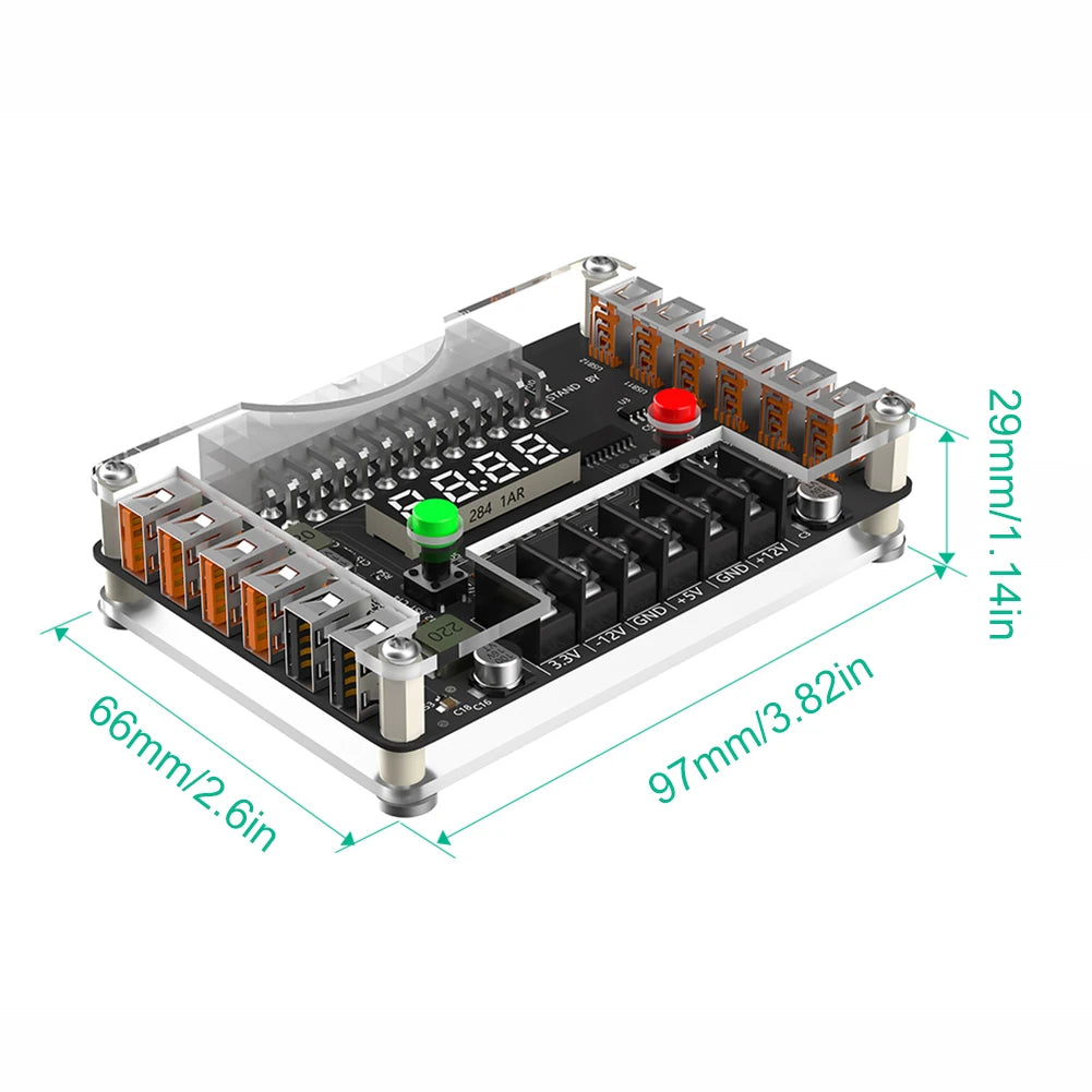 12 Ports USB 3A 3.3V 5V 12V ATX Power Breakout Board Module for Computer PC