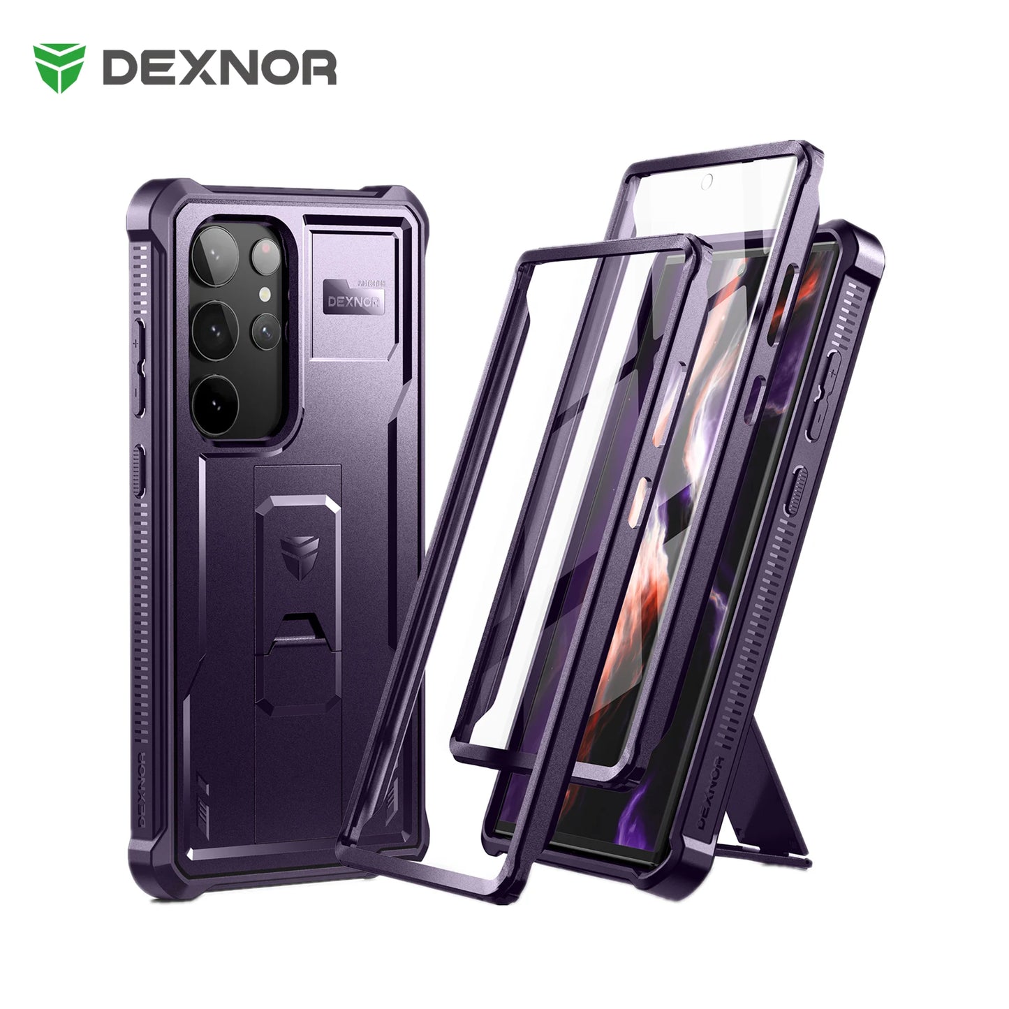 Dexnor for Samsung Galaxy S23 Ultra Case Full Body Heavy Duty Military Grade Protection with Built-in Screen Protector and Kickstand
