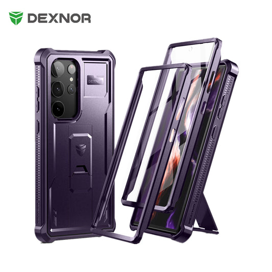Dexnor for Samsung Galaxy S23 Ultra Case Full Body Heavy Duty Military Grade Protection with Built-in Screen Protector and Kickstand