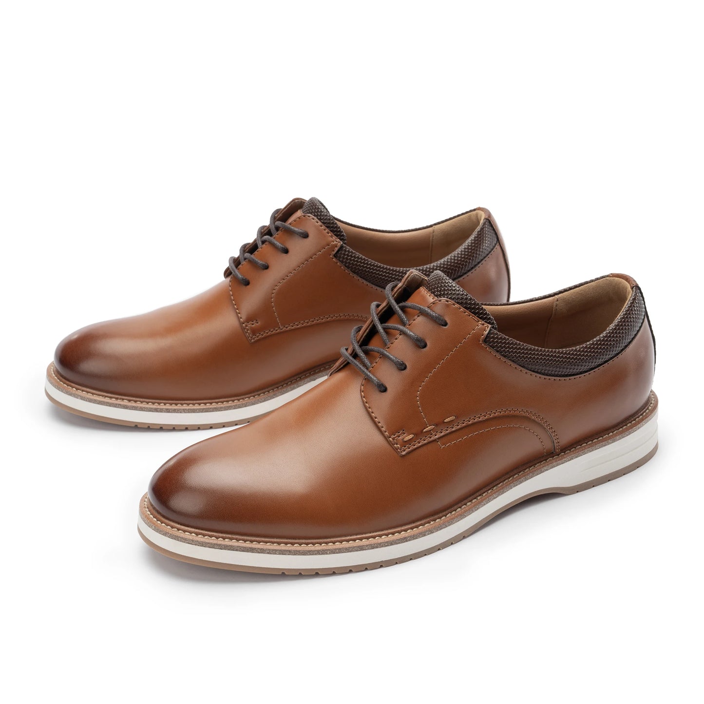 Men's oxford business shoes with round toe, wear-resistant rubber sole. Lightweight, fit, and elegant all day.