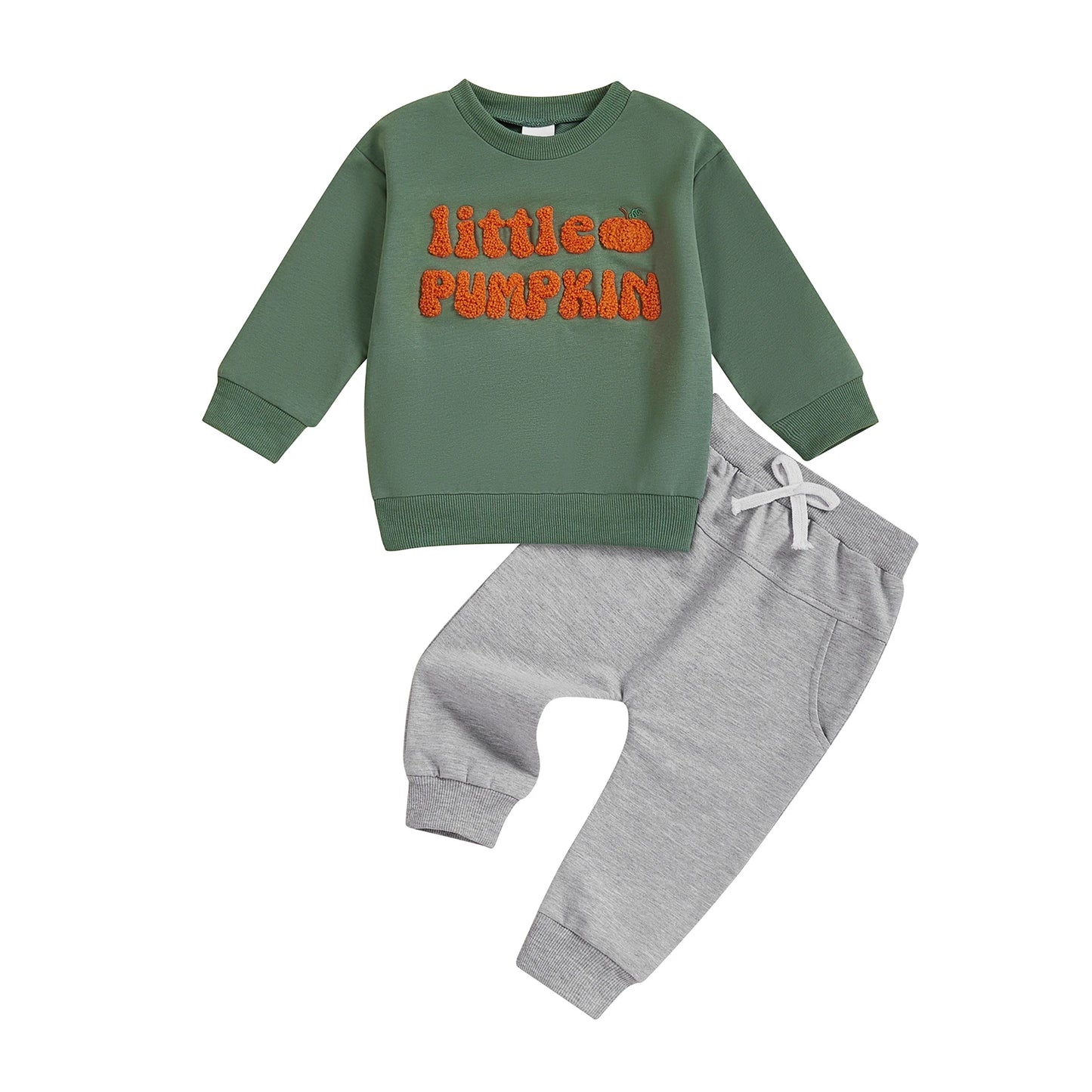 Infant Boy Autumn Apparel Cozy Hooded Sweater and Matching Pants Set with Embroidered Details for Playtime