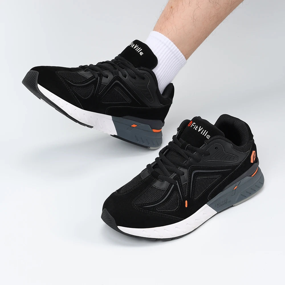 FitVille Extra Wide Men's Walking Shoes Lightweight Sneakers for Flat Feet Arch Fit Heel Pain Relief Non-Slip Sports Shoes