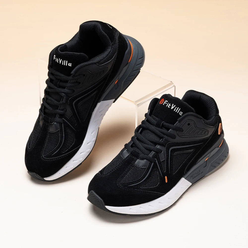 FitVille Extra Wide Men's Walking Shoes Lightweight Sneakers for Flat Feet Arch Fit Heel Pain Relief Non-Slip Sports Shoes