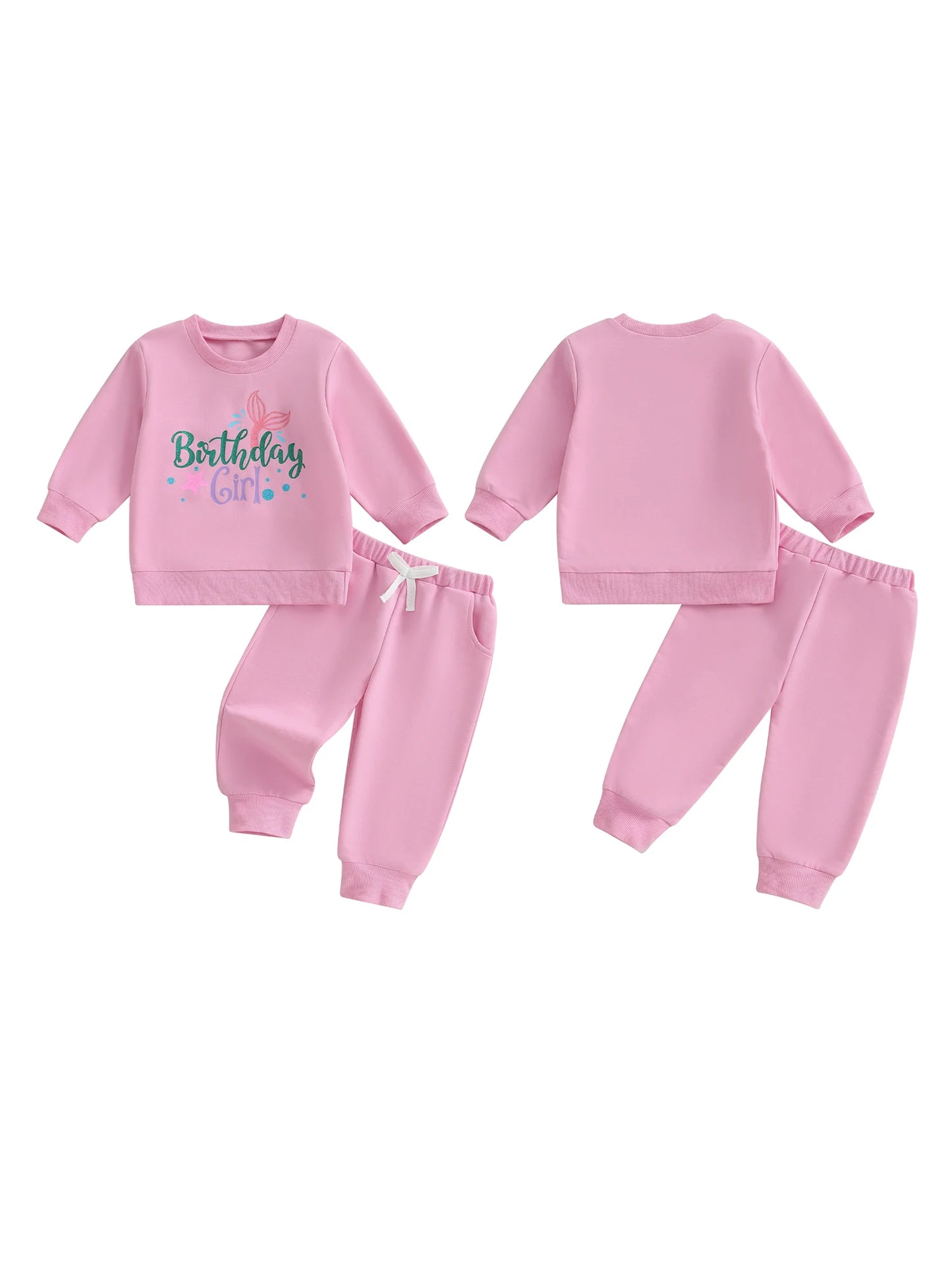 Stylish Toddler Girls 2Pcs Outfit Adorable Long Sleeve Top with Letter Pattern and Matching Solid Color Pants Perfect for