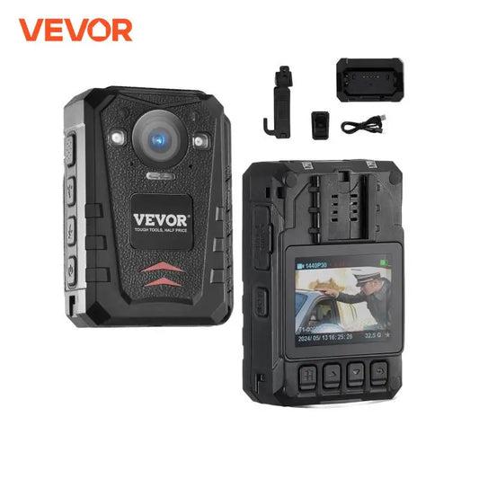 VEVOR 1440P HD Police Body Camera 128GB with Audio Video 2.0 Inch LCD Infrared Night Vision Waterproof GPS for Law Enforcement