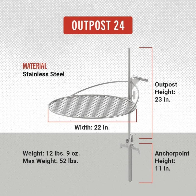 Garden Furniture  Outpost Grill 24 Standalone CampfireGrate Breeo XSeries Accessory -Stainless Steel, Durable,USA Made-Campfire