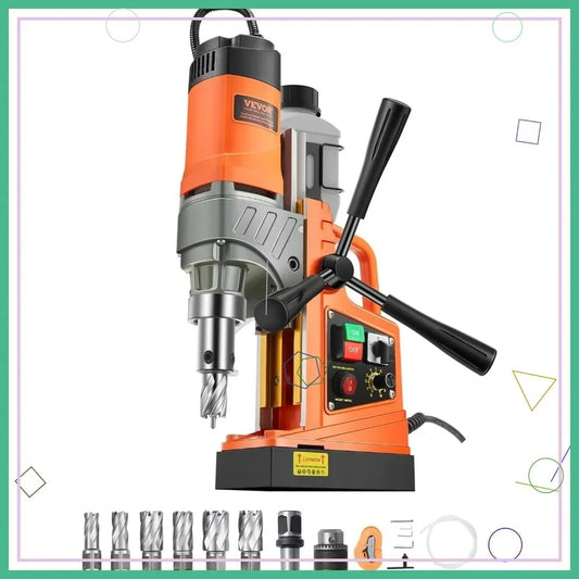 VEVOR Magnetic Drill, 1450W Motor, 2 in Boring Diameter, Portable Electric Mag Drill Press with Variable Speed for Metal Surface