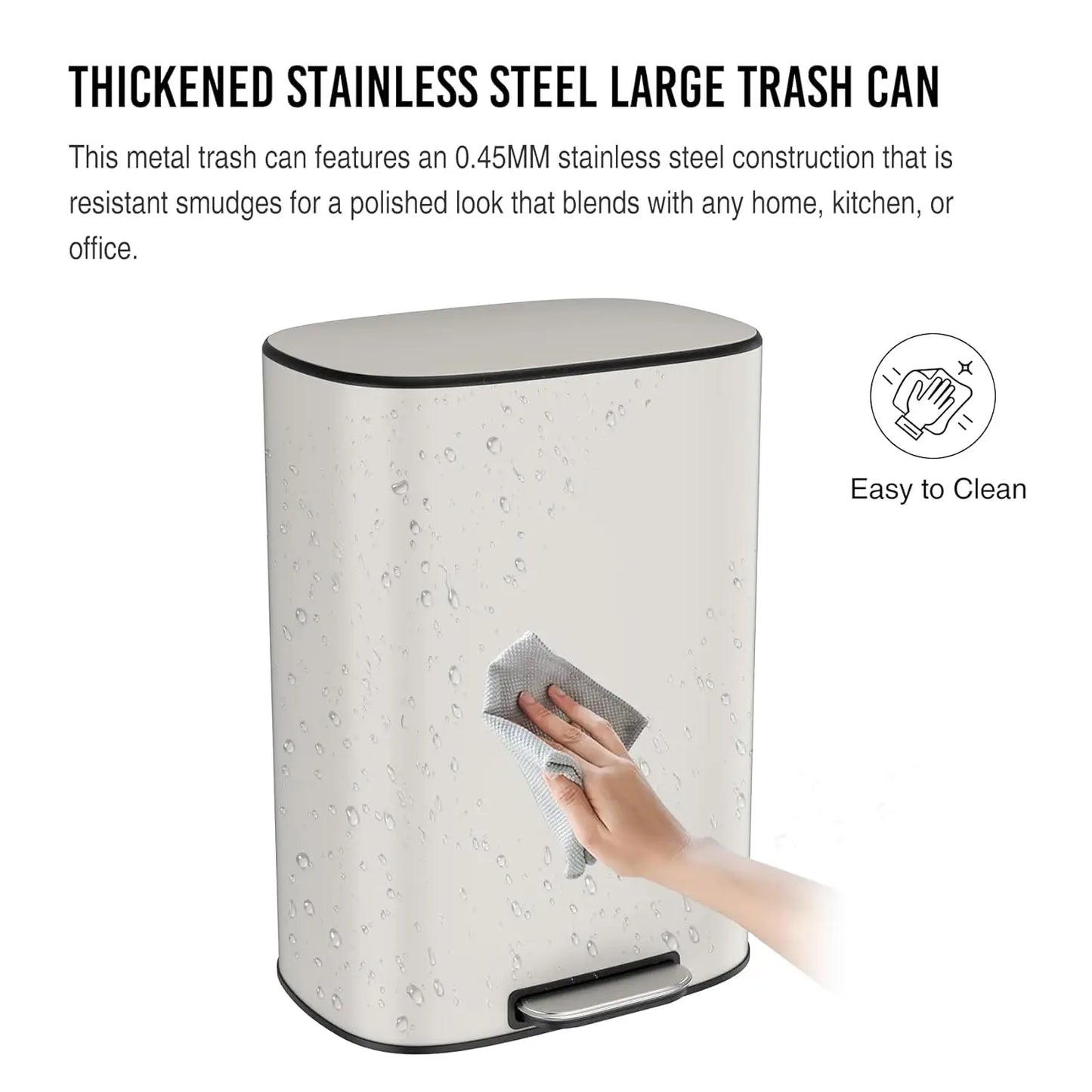 13 Gallon Stainless Steel Foot Pedal Trash Can Soft Close Quiet Lid Thickened Oval Body 30 Bags Kitchen Home Office, Custom