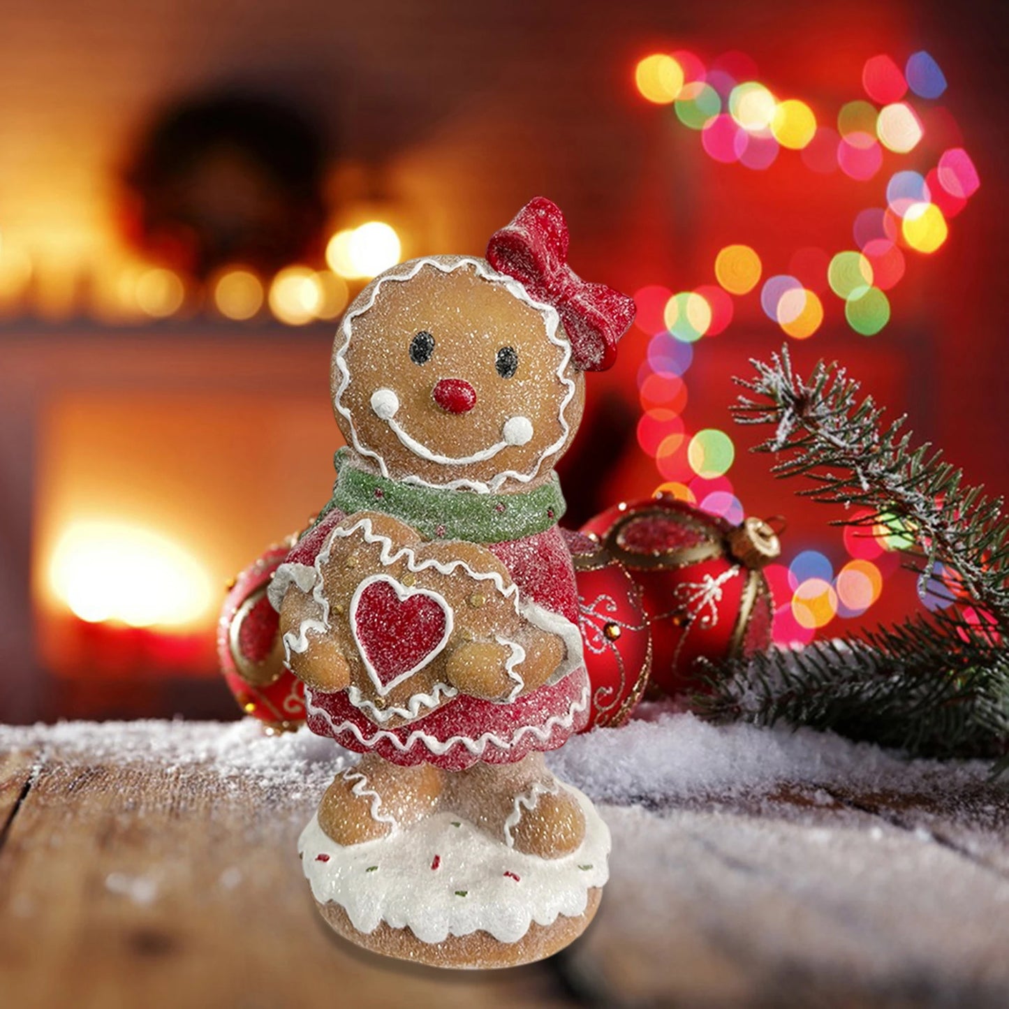 Festive Santa Claus Figurine Adorable Snowman Statue Tabletop Decoration for Rustic Cabin Christmas Party Home Décor