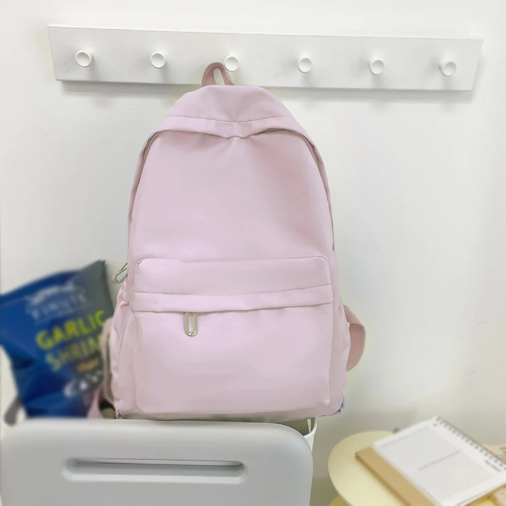 Forest Style Versatile Simple Solid Color Backpack, Fashionable Casual Backpack, College Student Backpack