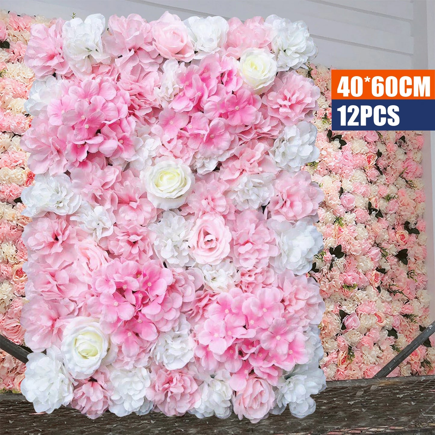 Artificial Flower Wall 12 pcs Artificial Silk Flower Wall Panel Wedding Photography Venue for Wedding Party Holiday Celebration