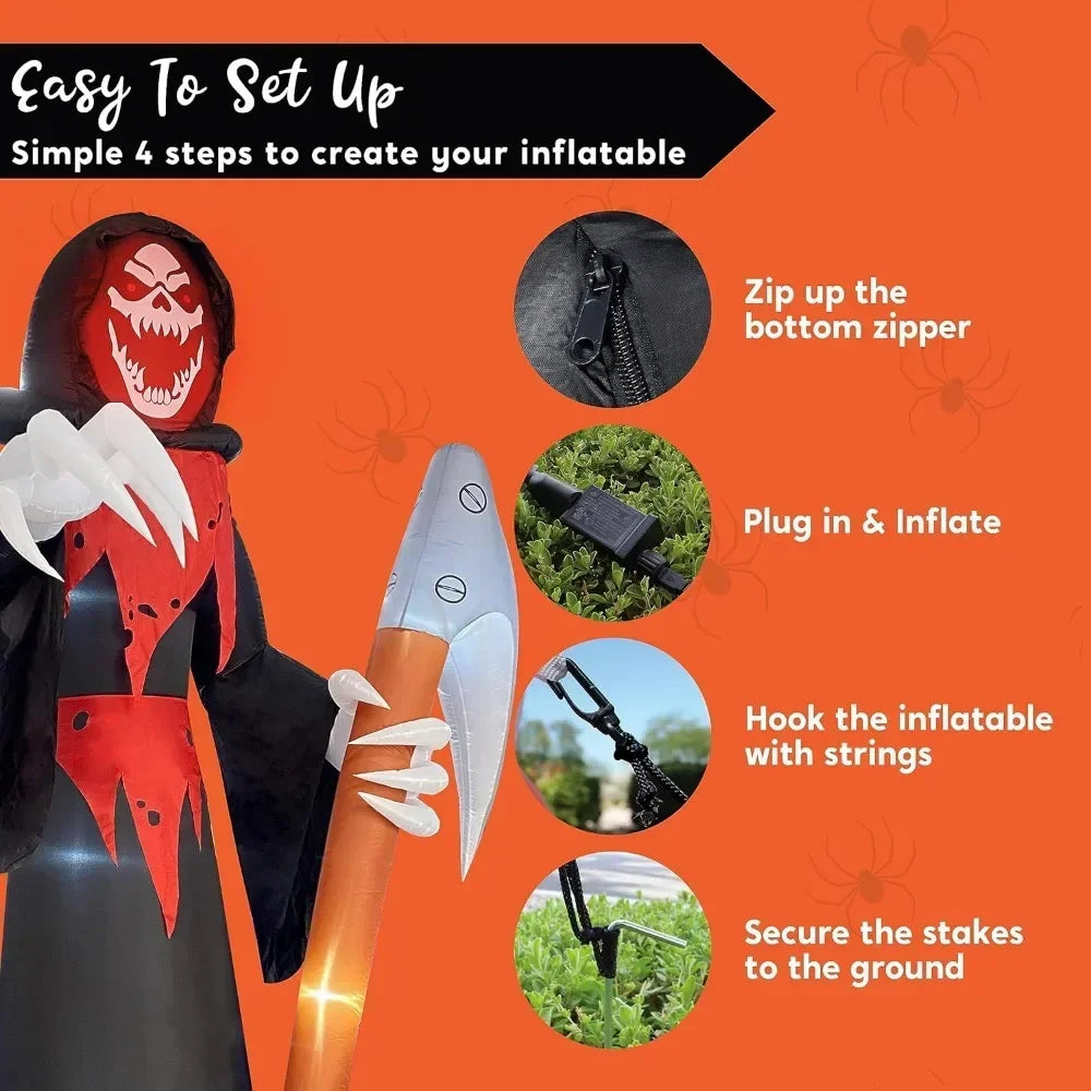 12 Ft Tall Halloween Inflatable Ghost Grim Reaper Outdoor Decoration Yard Decor