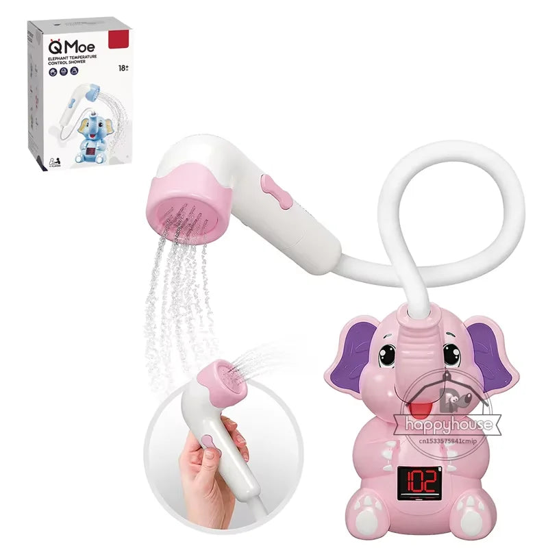 Baby Bath Toys with Shower Thermometer Electric Elephant Water Spray for Toddler Bathtime Fun