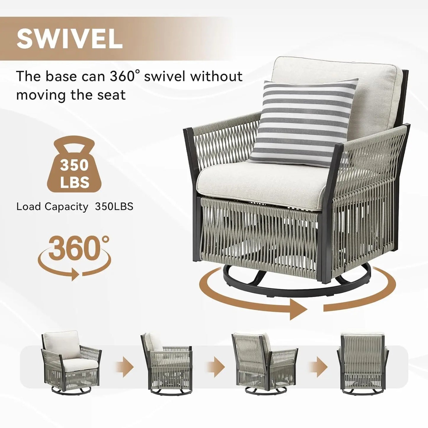 Outdoor Patio Furniture Set, 2025 New Outdoor Swivel Rocking Chairs Set Of 2, Patio Wicker Chairs Swivel Rocker For, Customized