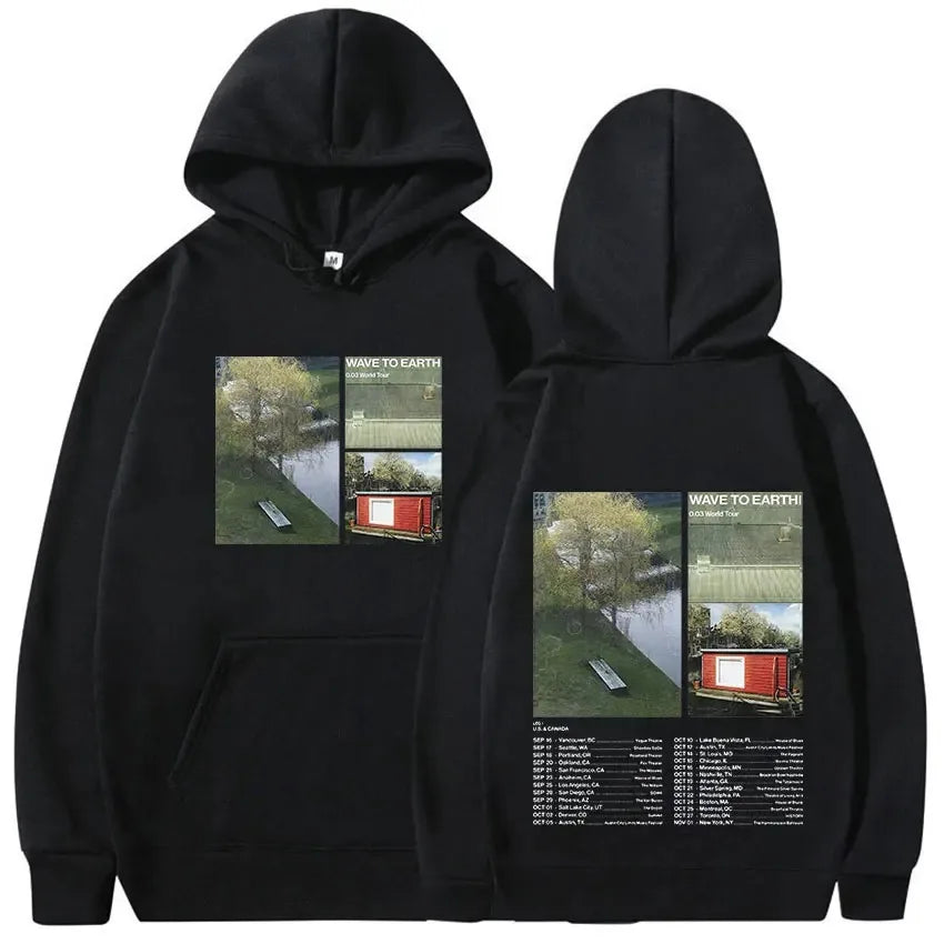 Wave To Earth patterned men's hoodie retro hip-hop sweatshirt fashionable casual hoodie high-quality top