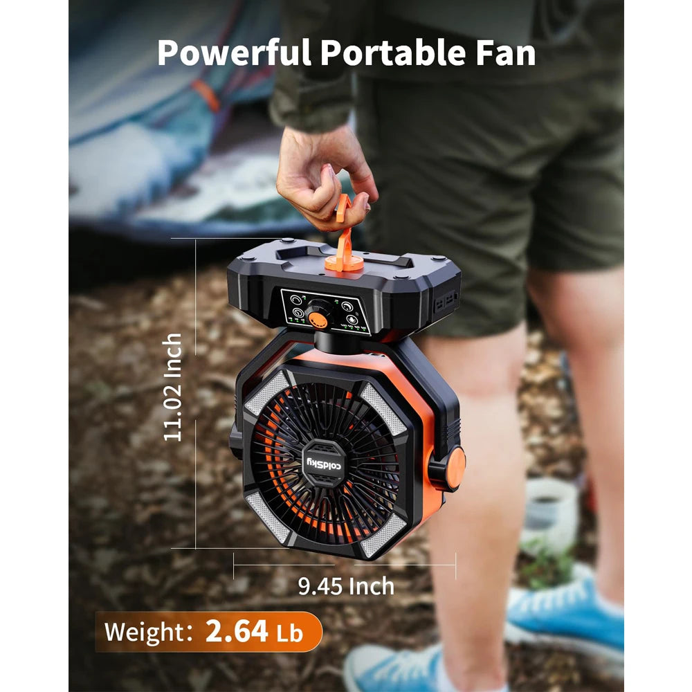 20000mAh Battery Camping Fan with 4 LED Lantern and 8 Speeds Portable Outdoor Desk Fan for Camping Tent and Fishing