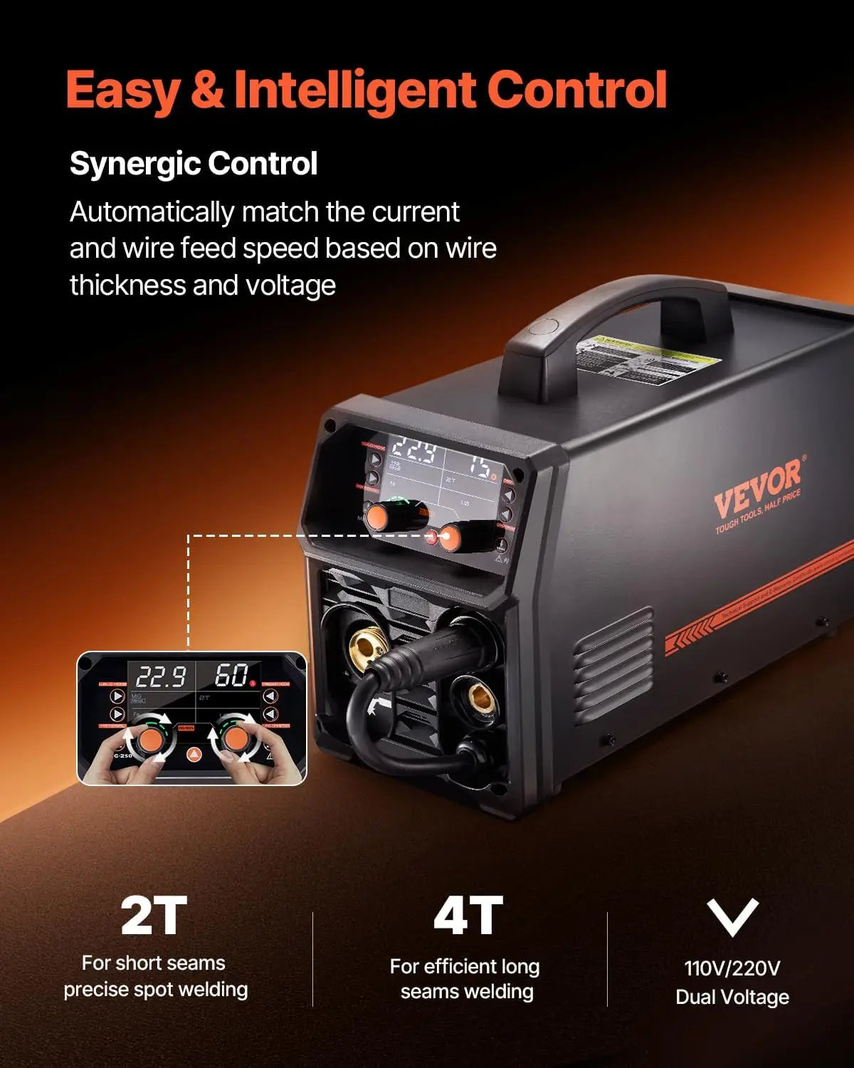 Pro MIG Welder, 250A Pluse Mig Welding Machine, 110V/220V Dual Voltage Aluminum Mig Welder with LCD Screen Display