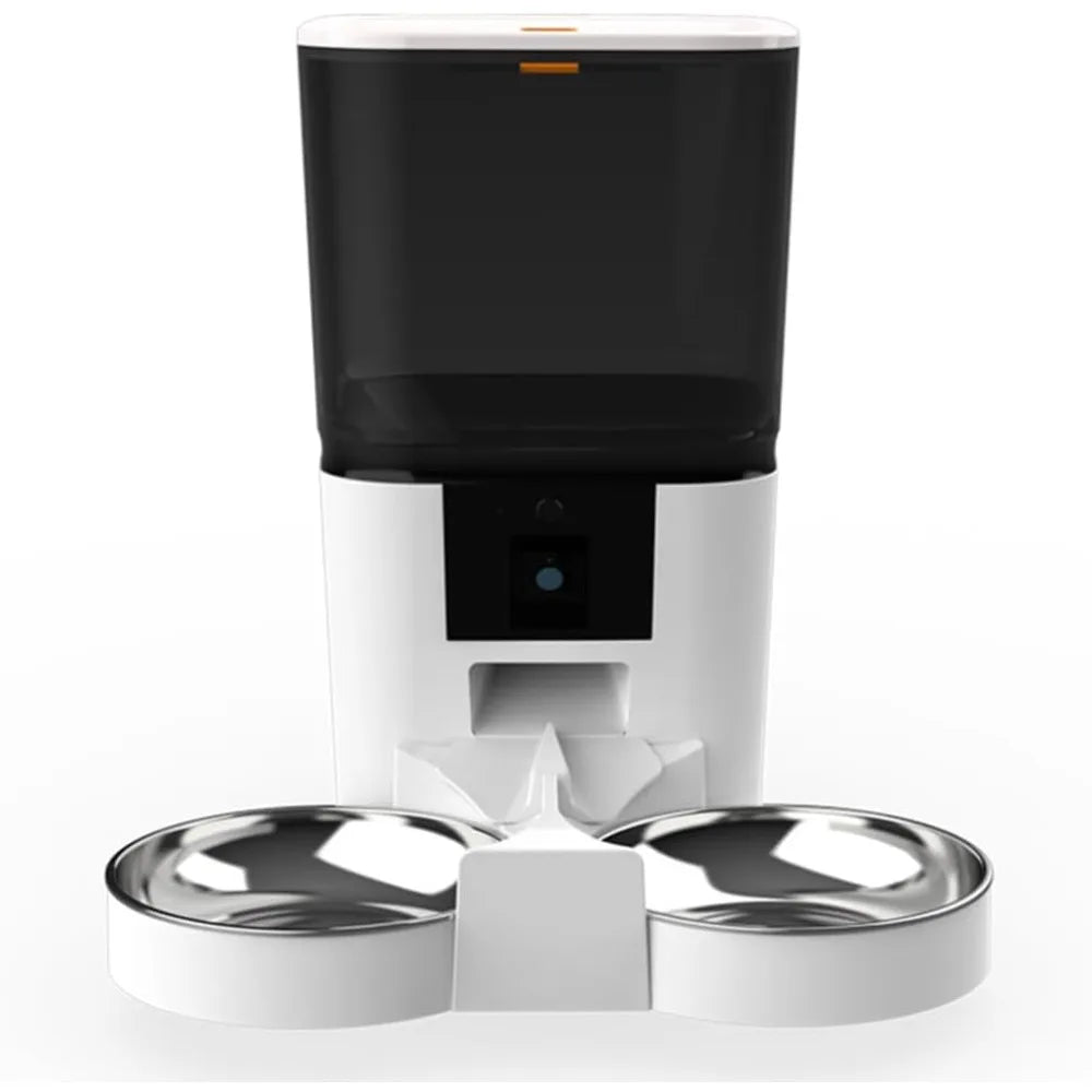 Smart Automatic Cat Feeder with 1080P HD Camera & Night Vision - Pet Feeder, 2-Way Audio, 5G WiFi, App Control, Dual Food Trays